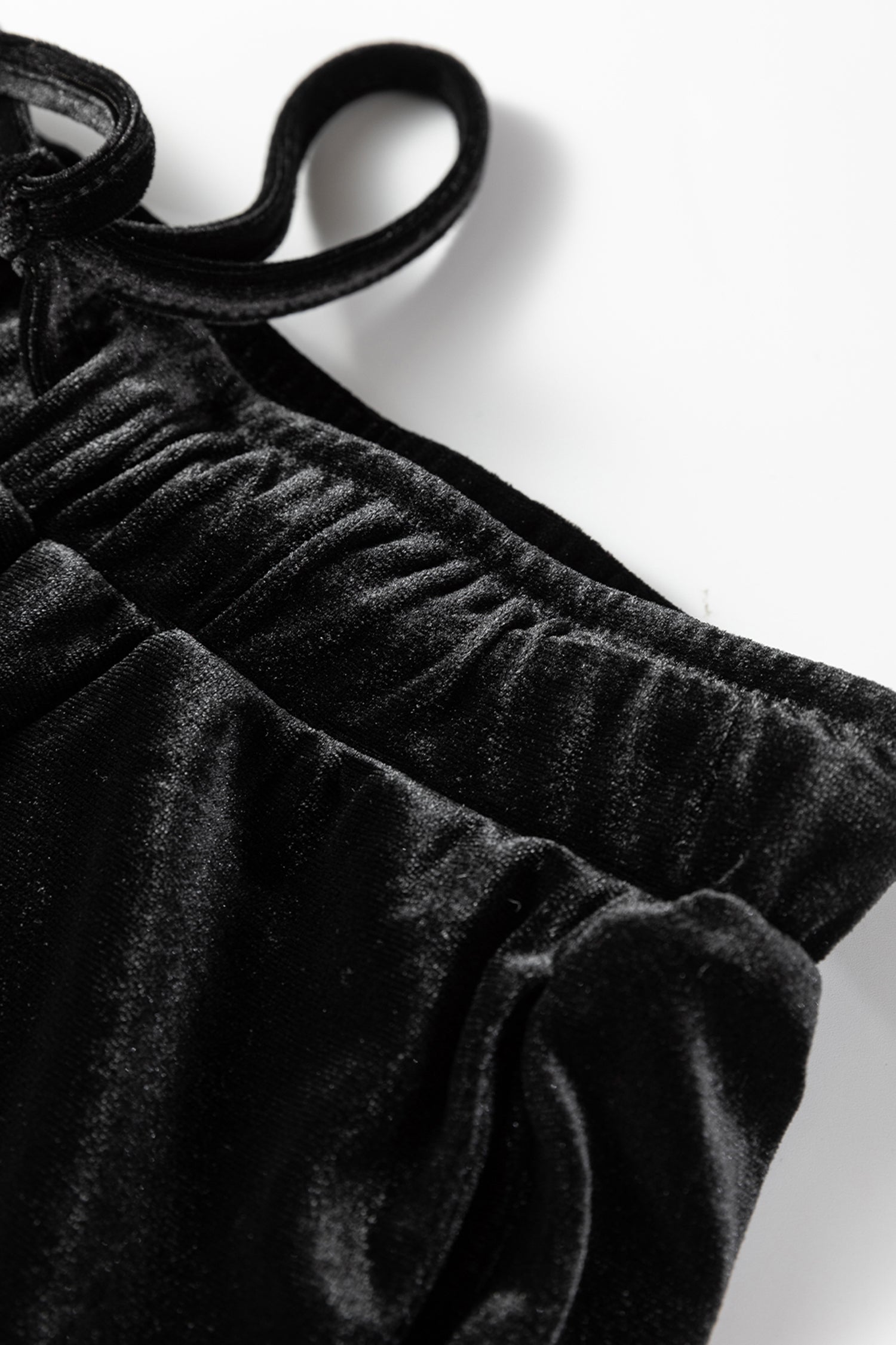 Velvet Drawstring High Waist Straight Leg Casual Trousers - eAura