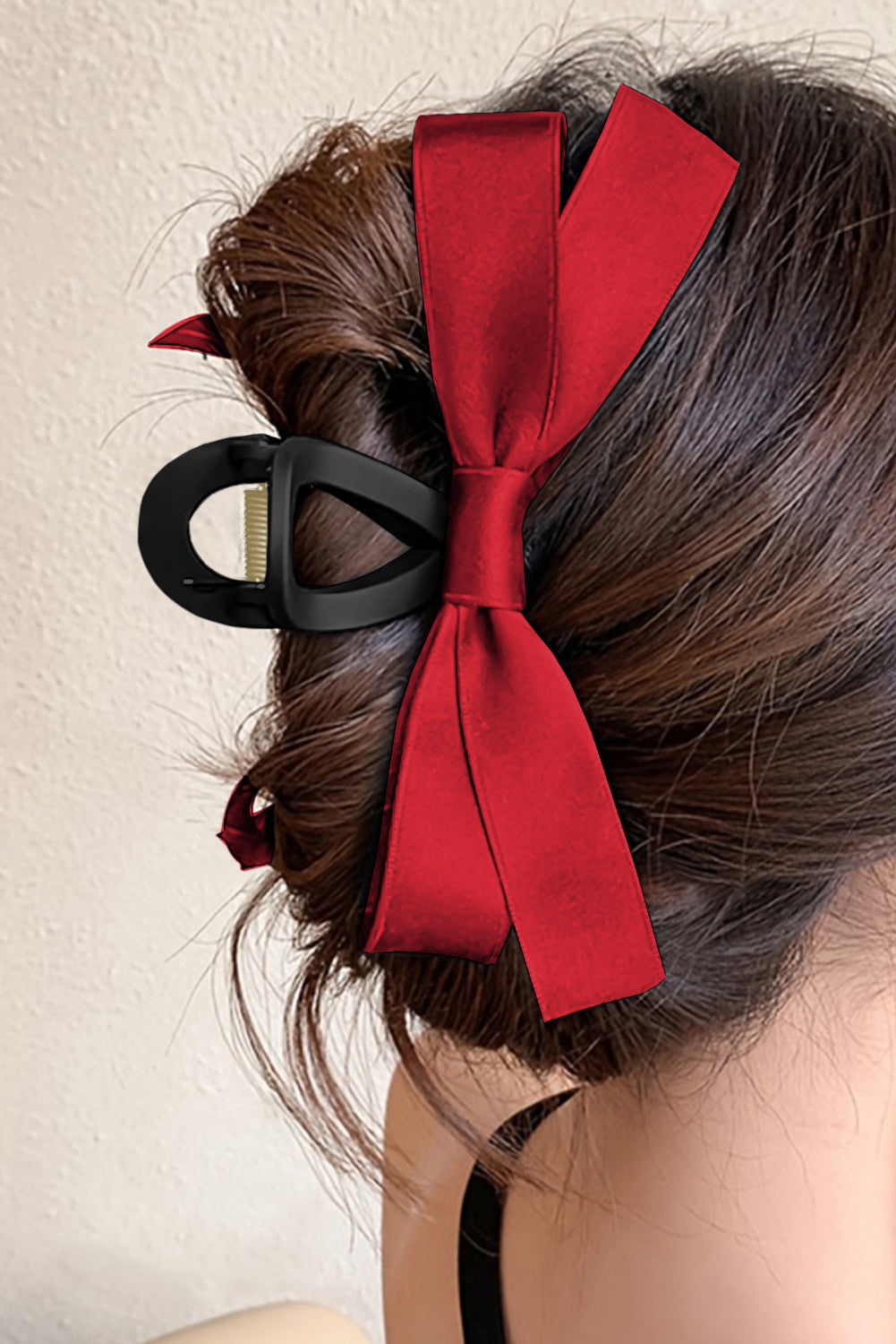 Red Ribbon Bow Decor Hair Clip - eAura