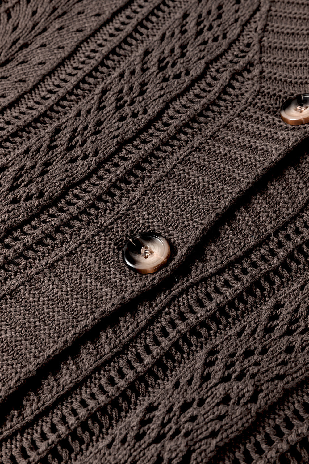 Dark Khaki Open Knit Drop Shoulder Sweater Cardigan eAura