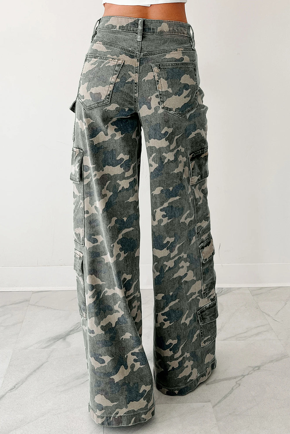 Camo Cargo Wide Leg Jeans - eAura