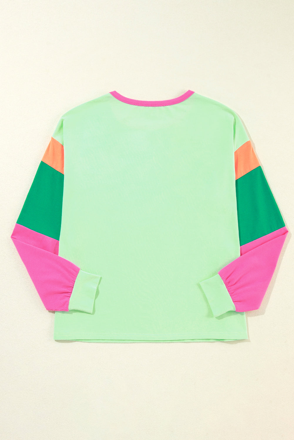 Dark Blue Colourblock Patchwork Long Sleeve Loose Top eAura