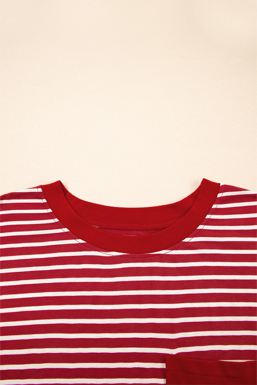 Red Stripe Chest Pocket Patch Round Neck Tank Top eAura