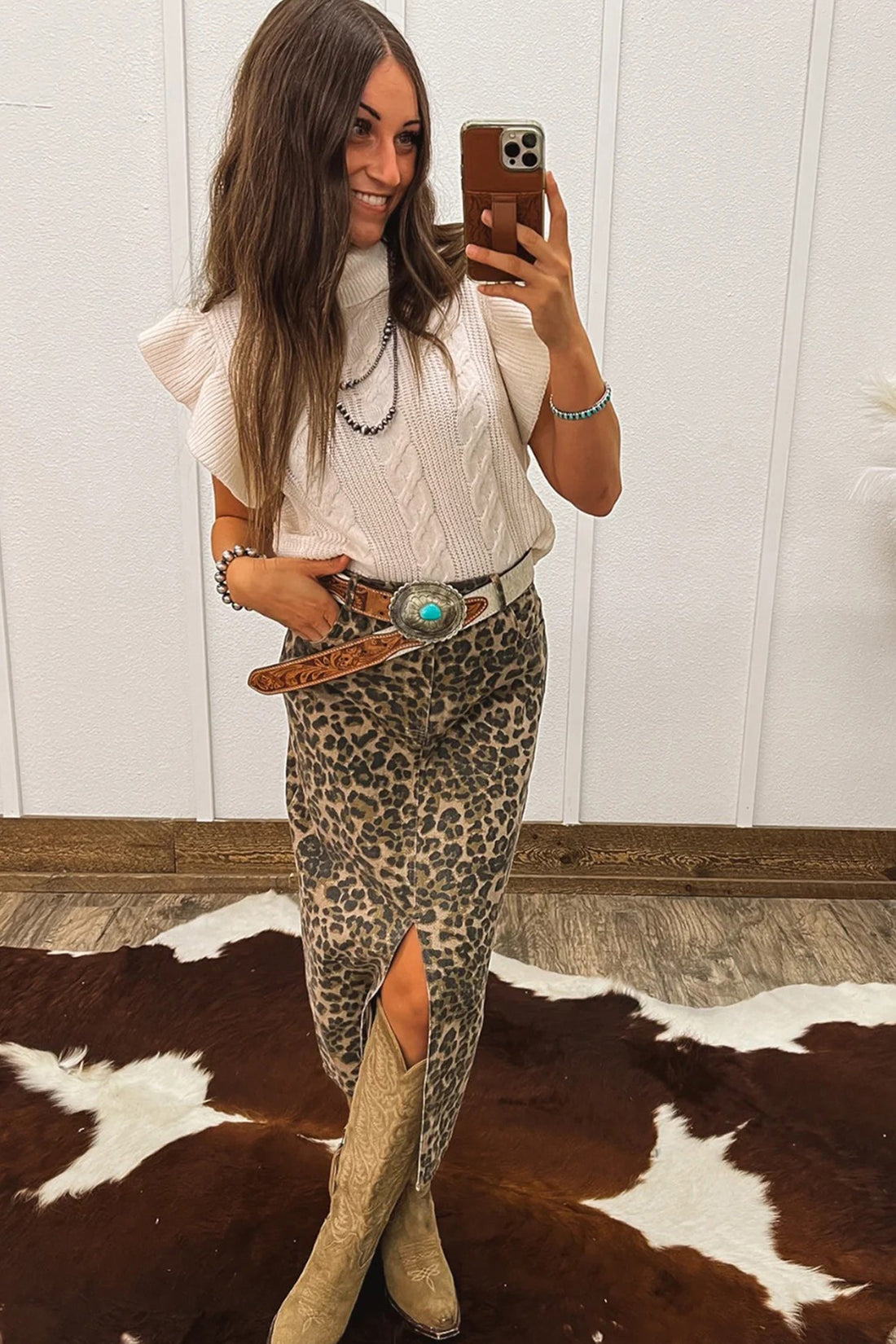 Cable Knit Turtleneck Ruffled Short Sleeve Sweater - eAura