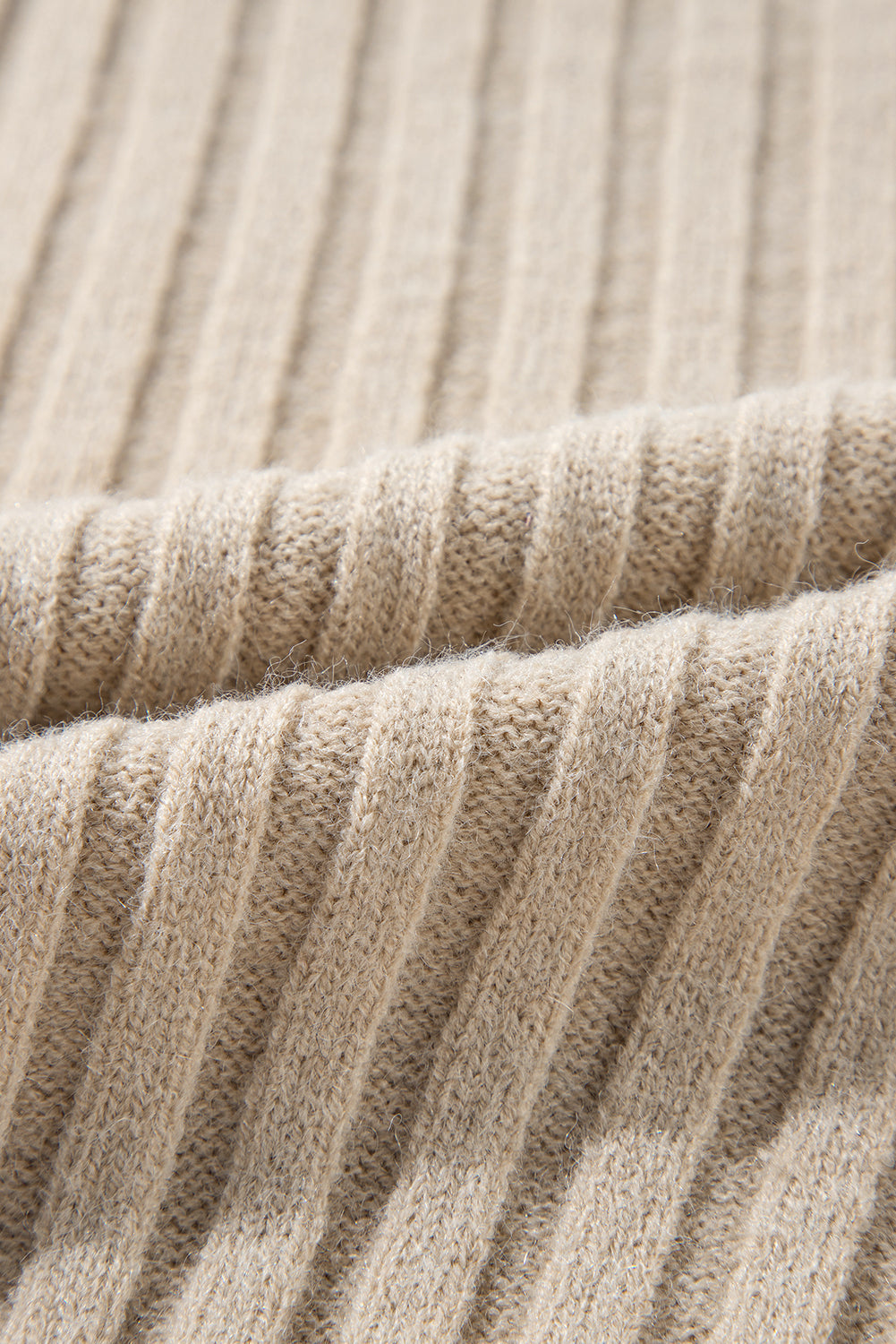 Khaki Cable Knit Colourblock Crew Neck Drop Shoulder Sweater eAura