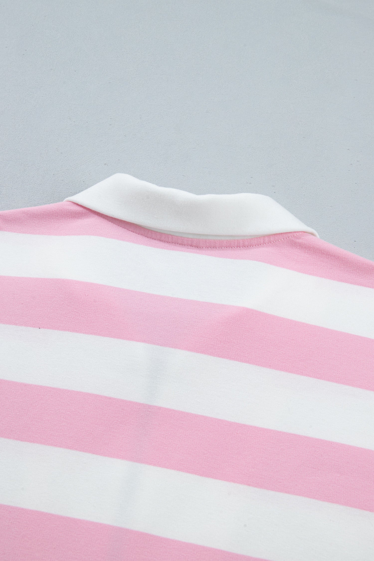 Patchwork Zipper Pullover Elastic Waist Shorts 2pcs Set – Pink Stripe