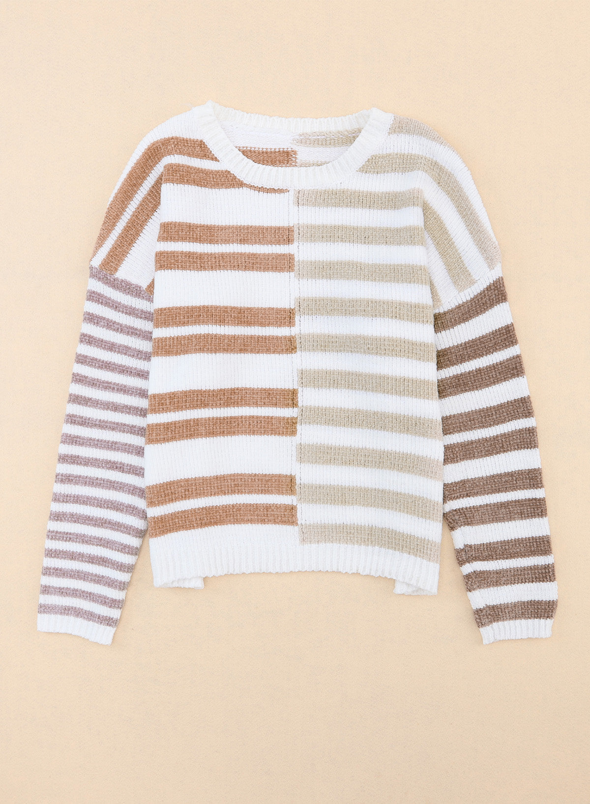 Stripe Blocked Drop Shoulder Slouchy Sweater eAura