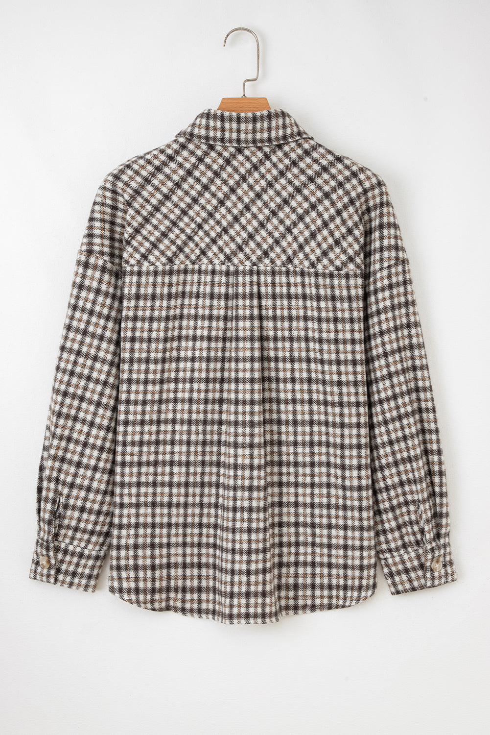 Casual Contrast Soft Corduroy Patchwork Plaid Shacket - eAura