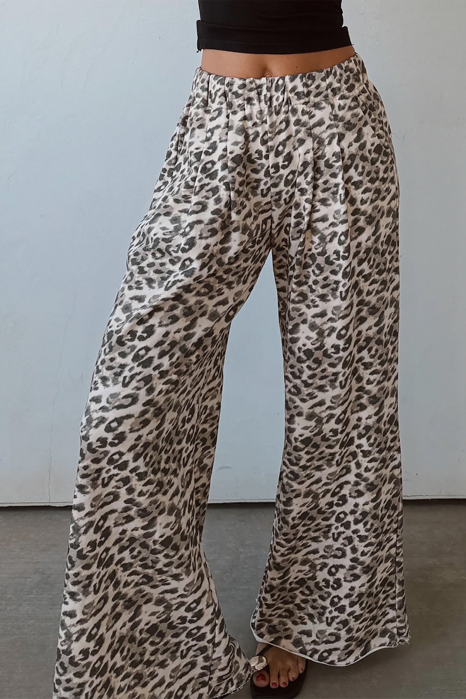 Leopard Print Wide Leg Full Length Pants – Multicolour