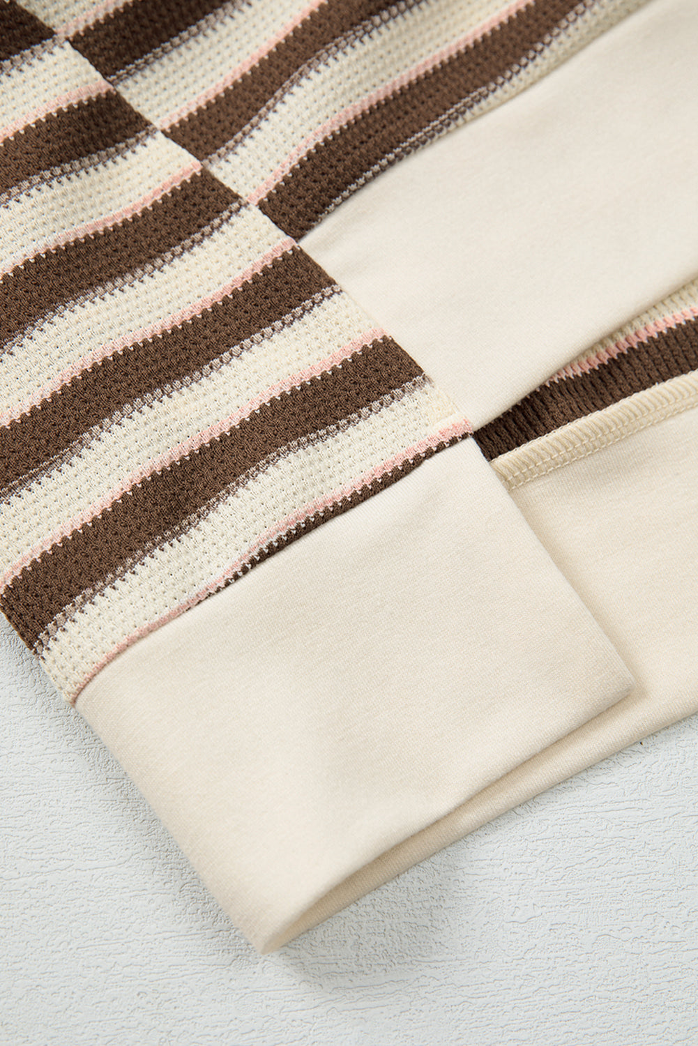 Stripe Stitched Detail Patchwork Oversized Pullover Top - eAura
