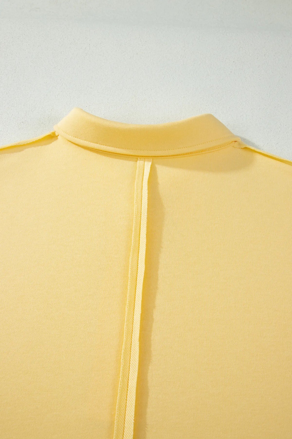 Cream Solid Colour Polo Tee Elastic Waist Shorts Plus Size Outfit – Yellow