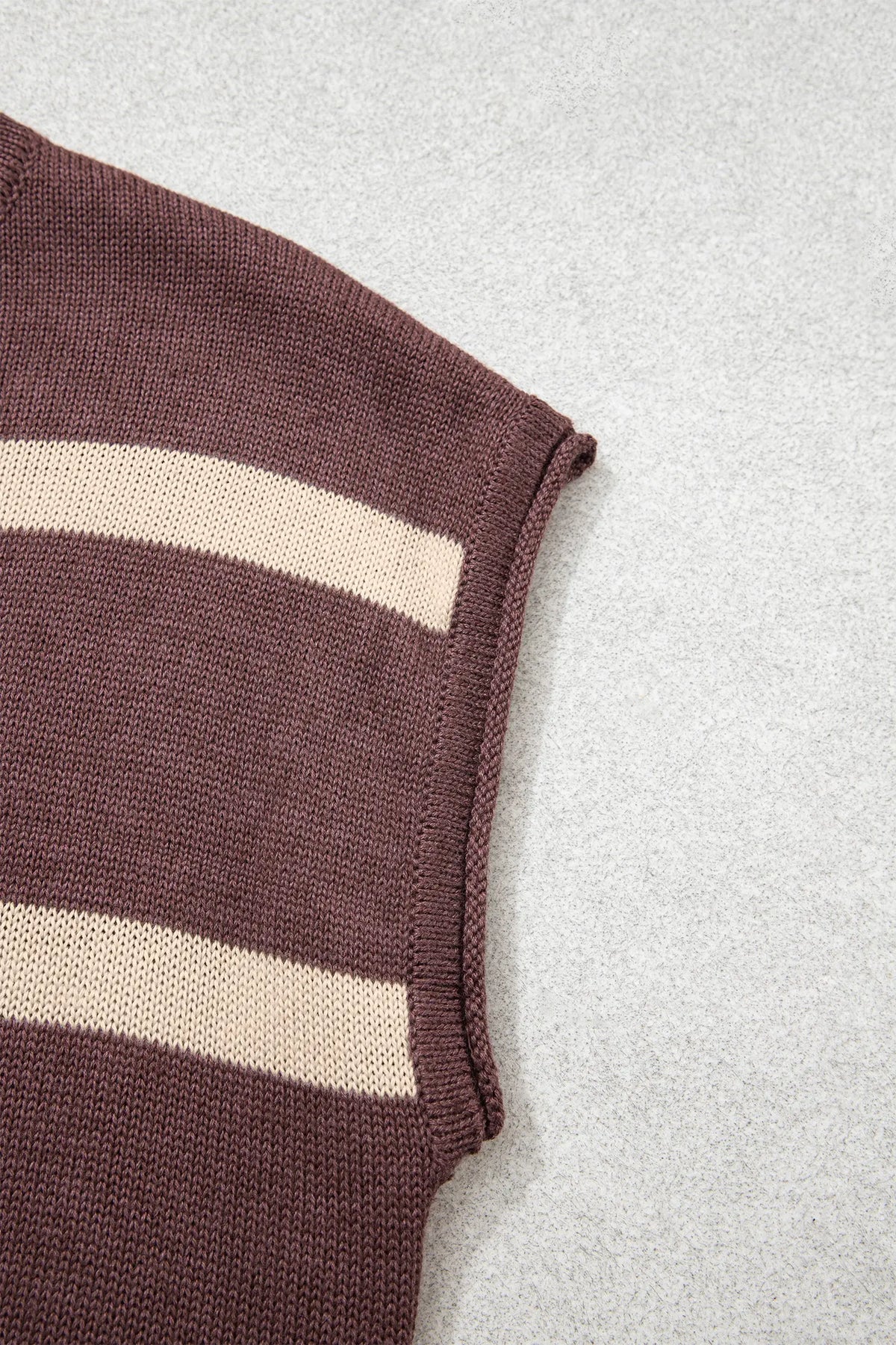 Knit Western Short Sleeve Sweater – Brown Stripe