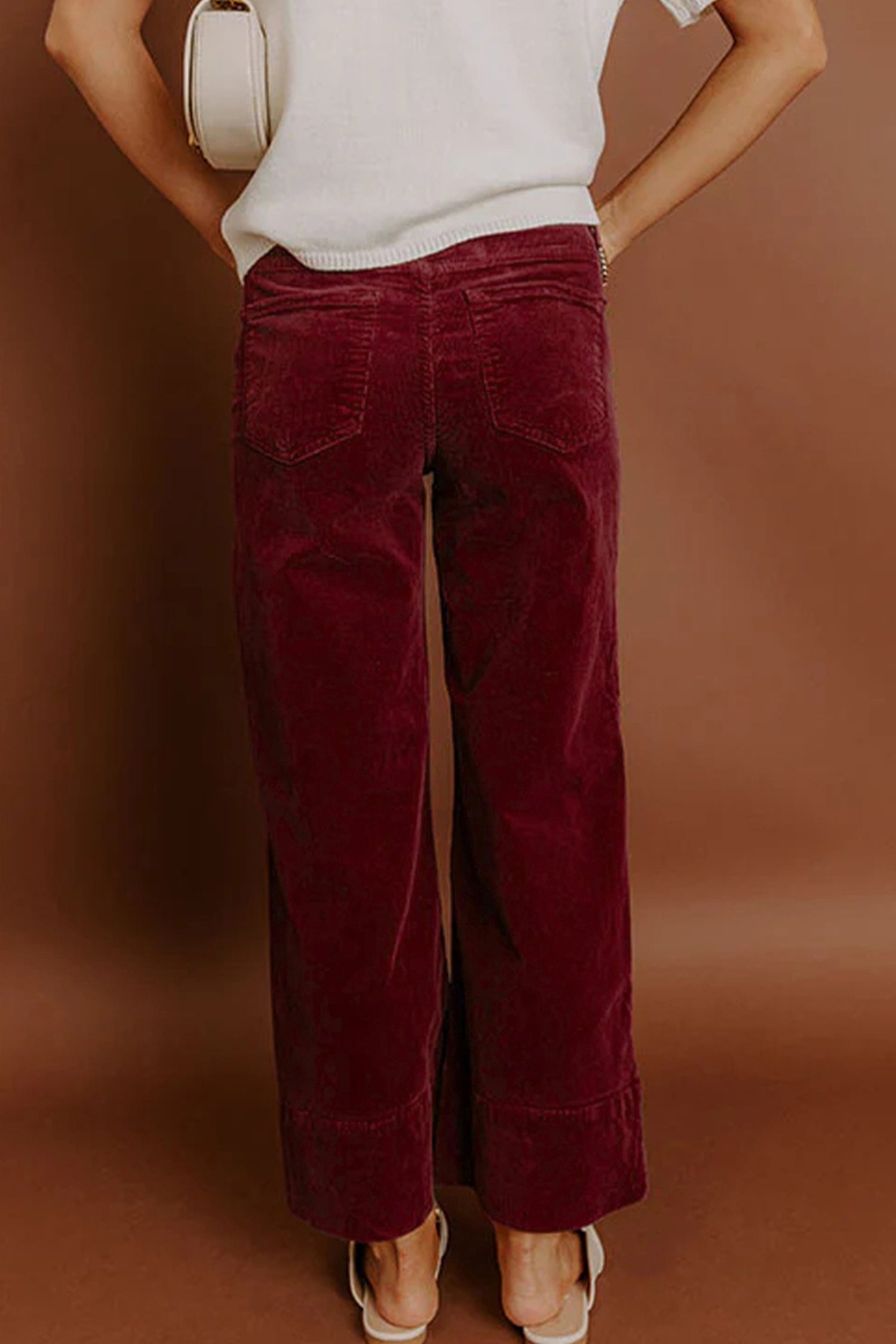 Soft Corduroy High Waist Wide Leg Trousers - eAura