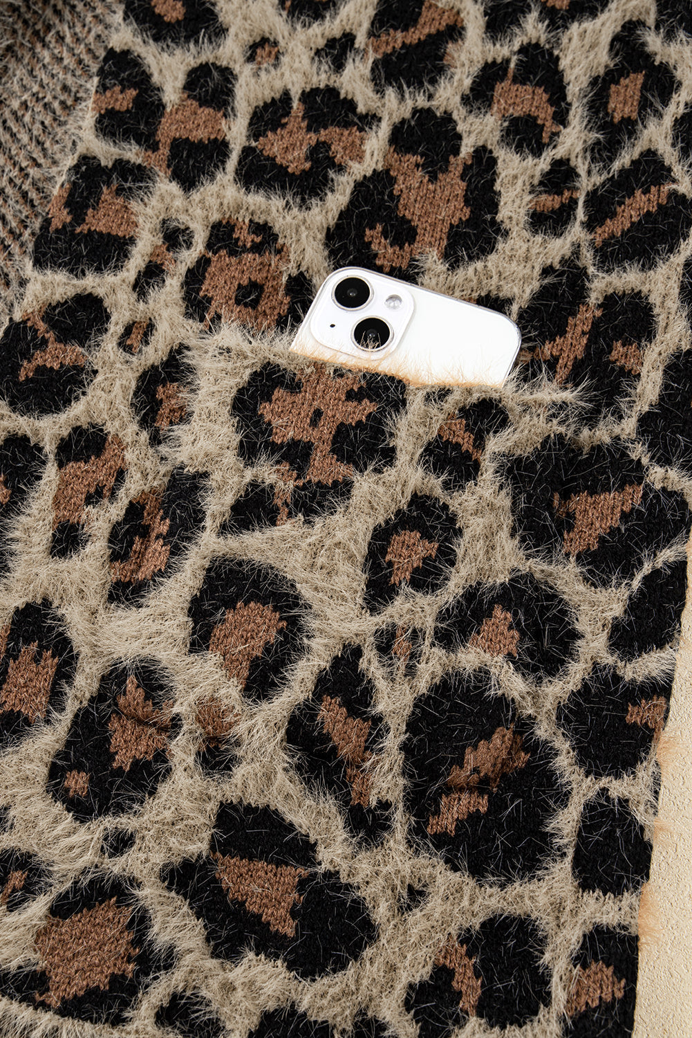 Brown Leopard Open Casual Cardigan eAura