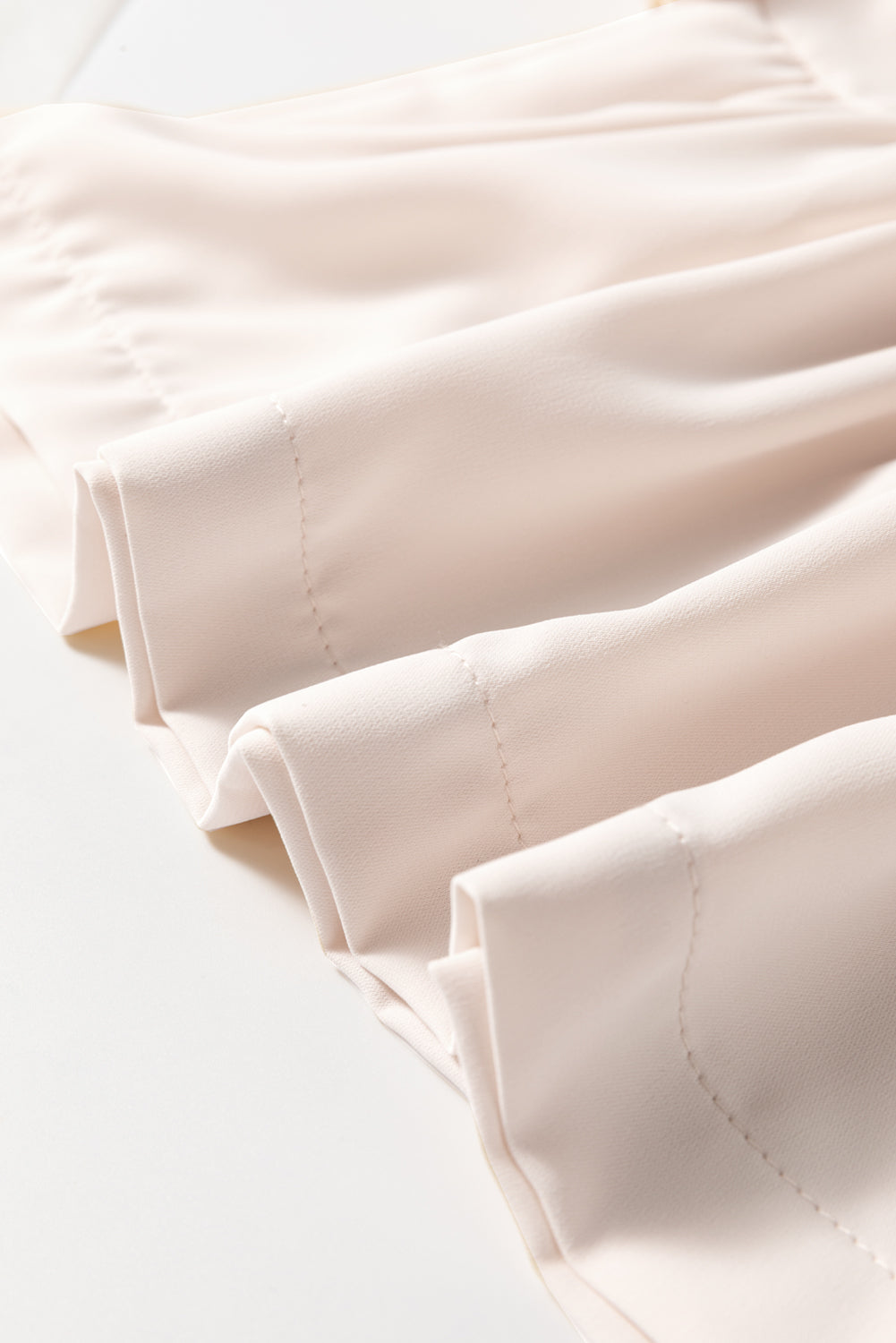 White Bow Tie Short Puff Sleeve Ruffle Hem Blouse eAura