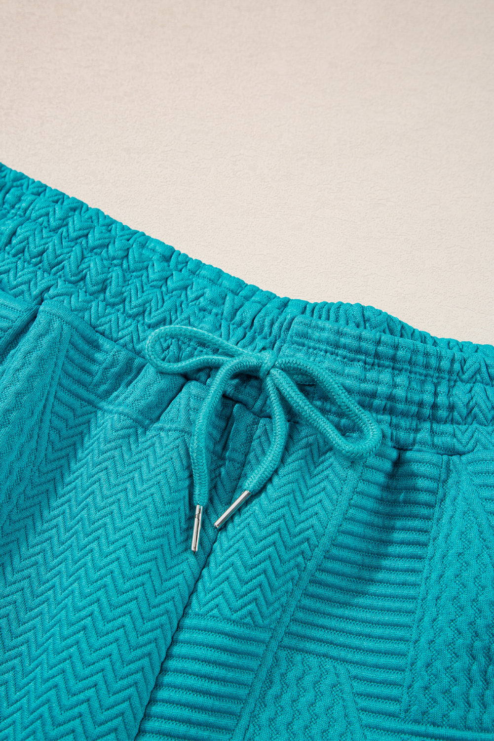 Skobeloff Textured Ruffle Split Top and Drawstring Shorts eAura