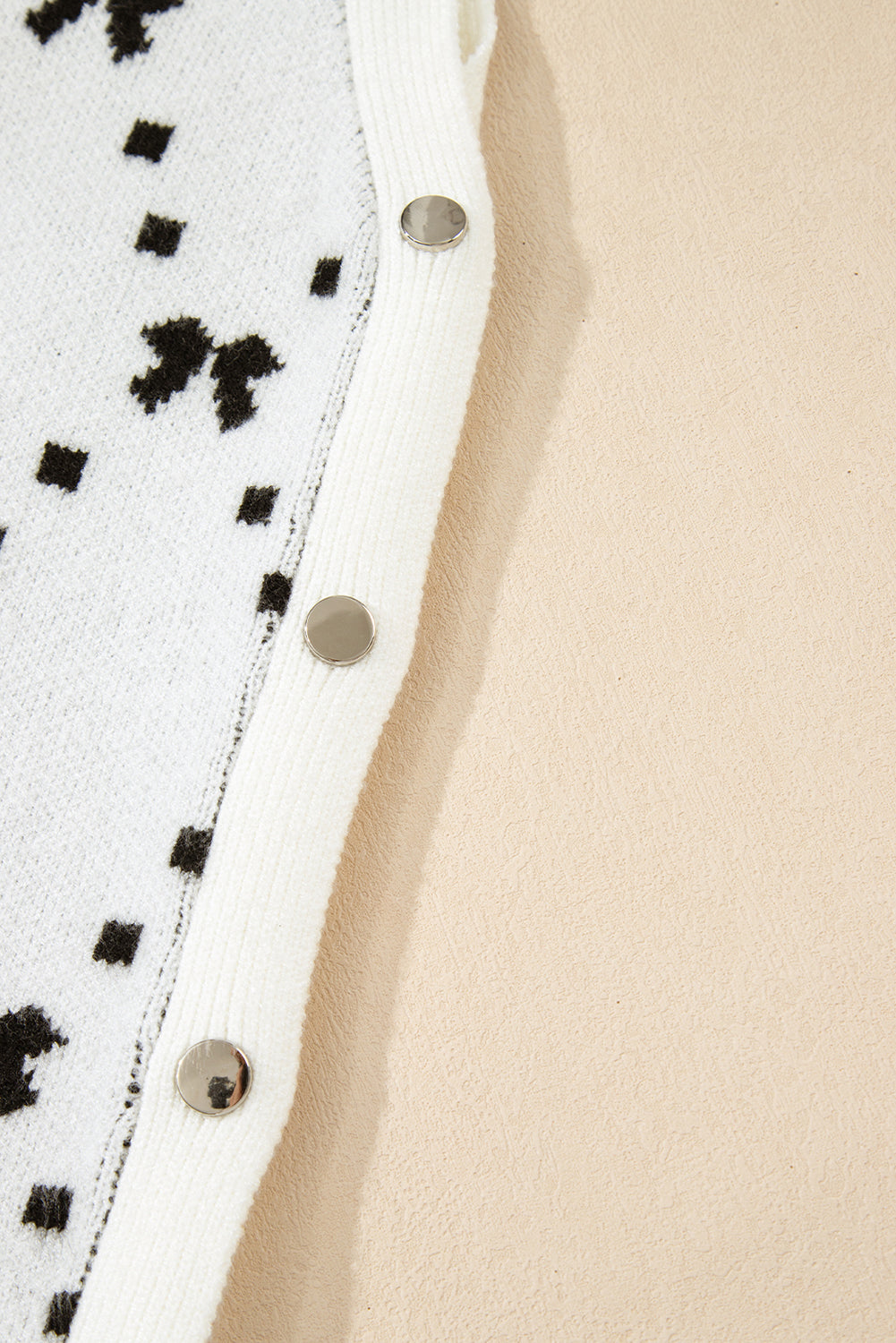 White Bow Pattern Buttoned Side Cropped Sweater Vest eAura