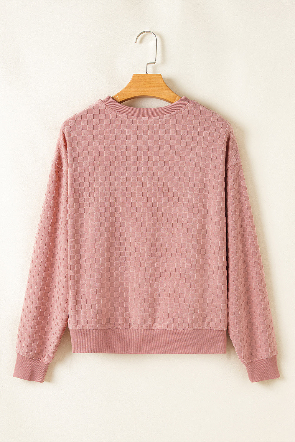 Blossom Checkered Textured Long Sleeve Top and Shorts Set eAura
