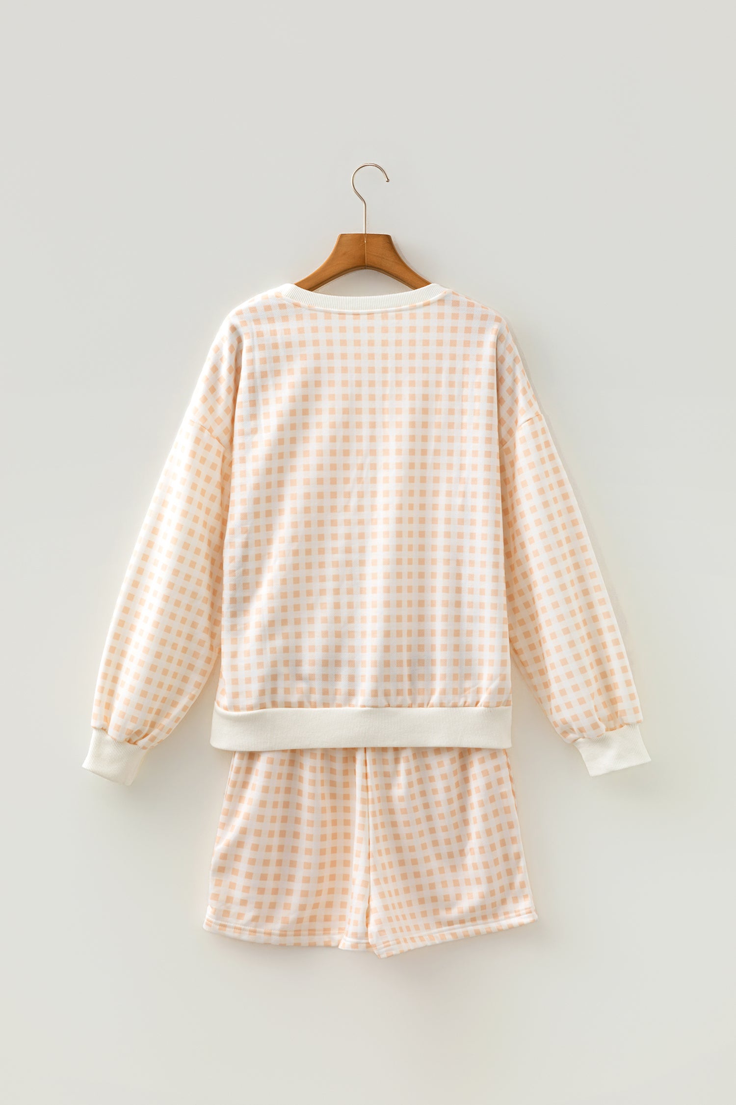 Plaid Baggy Pullover Drawstring Casual Shorts 2pcs Outfit – Yellow