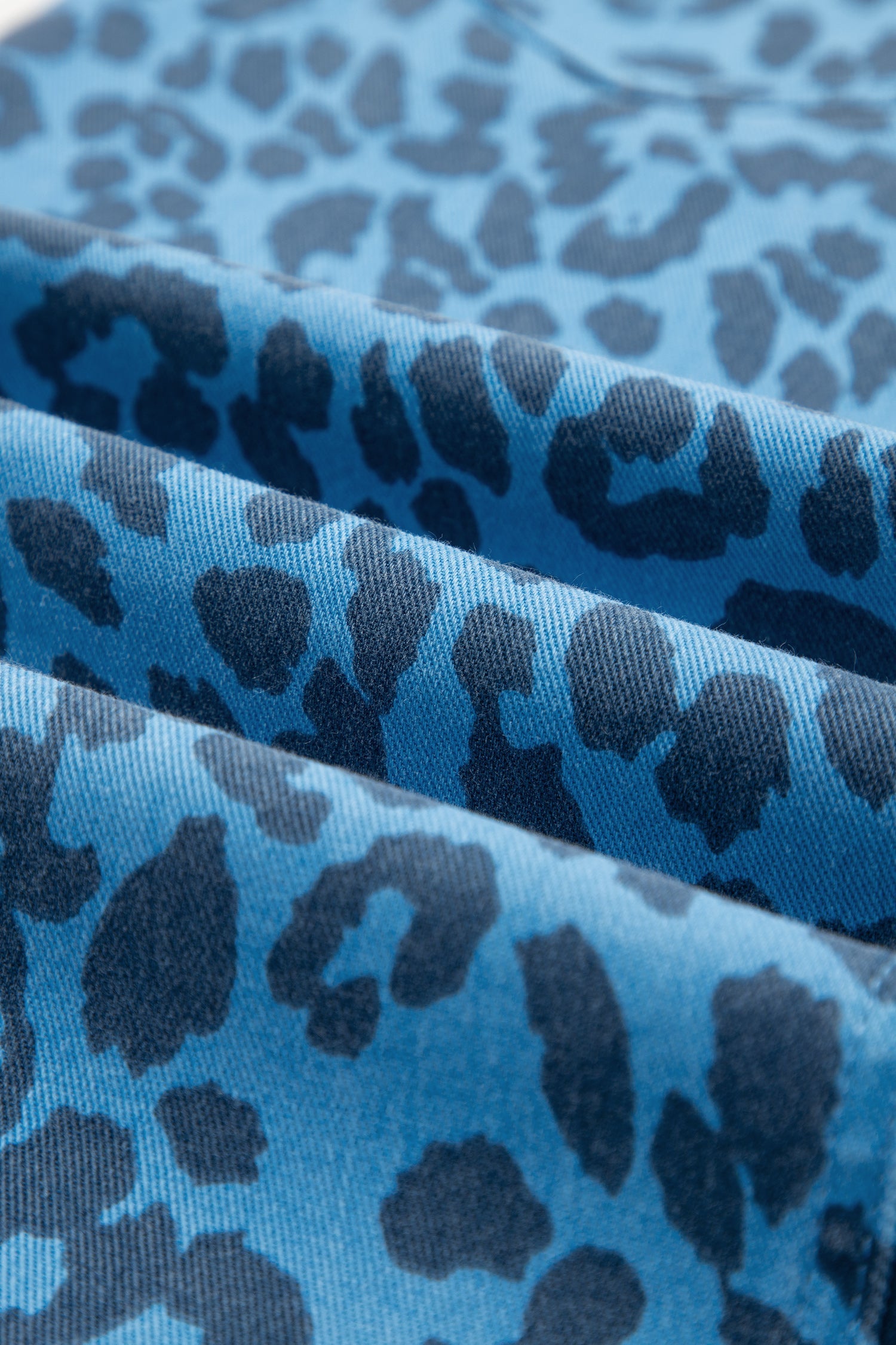 Leopard Denim Frayed Split Denim Midi Skirt - eAura