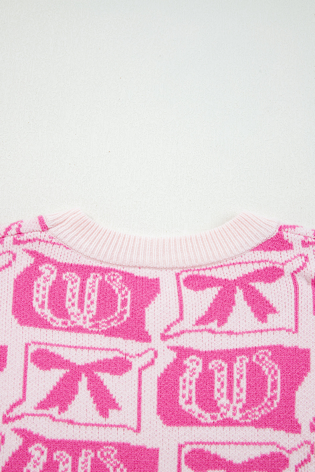 Bows & Horseshoes Pattern Western Fashion Print Sweater - eAura