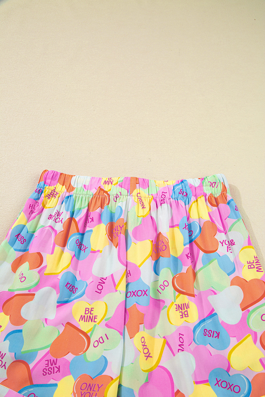 Candy Heart V-Neck Collared Tunic Shirt and Shorts Pyjama Set - eAura