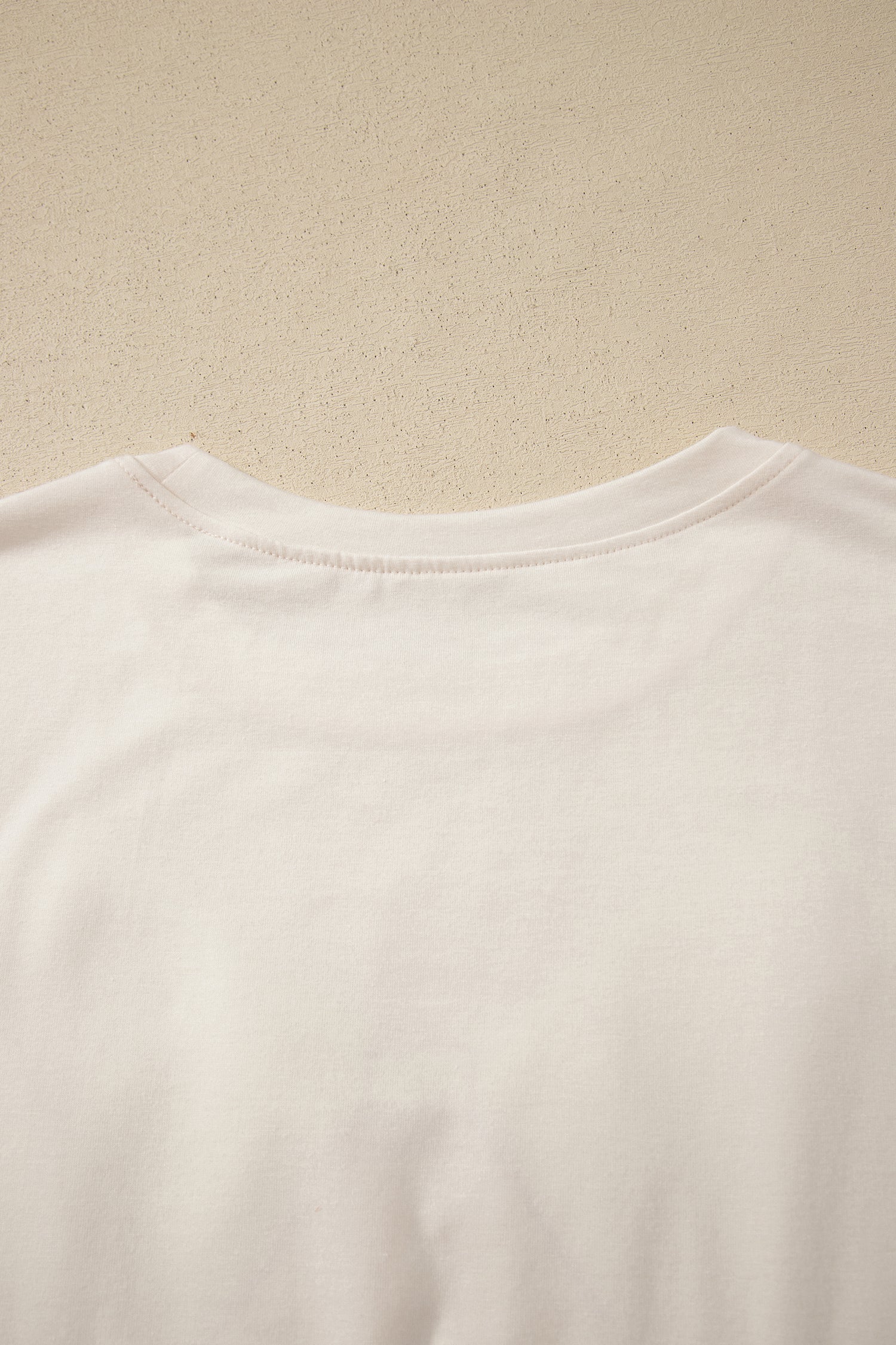 White Loose Knit Vintage Flag Bow Patched T-Shirt