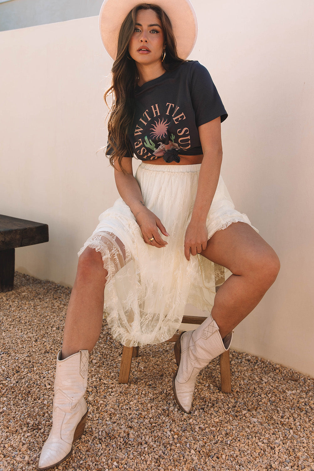 Lace Cascading Tiered High Waist Maxi Skirt - eAura