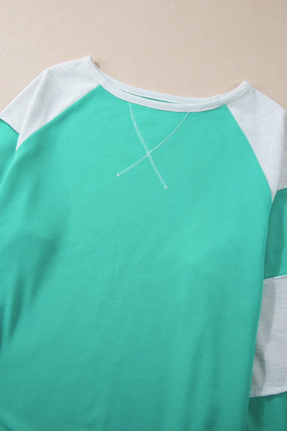 Aruba Blue Colourblock Patchwork Cross Seam Plus Sweatshirt BB Fashion Outlet