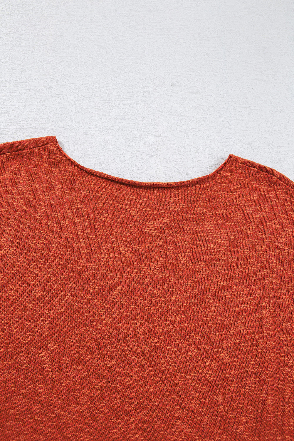 Orange Solid Colour Split V Neck Short Sleeve Sweater eAura