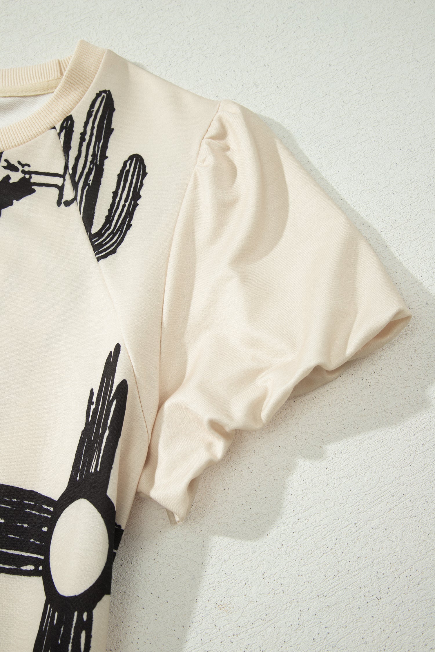 Retro Western Print T Shirt – Beige
