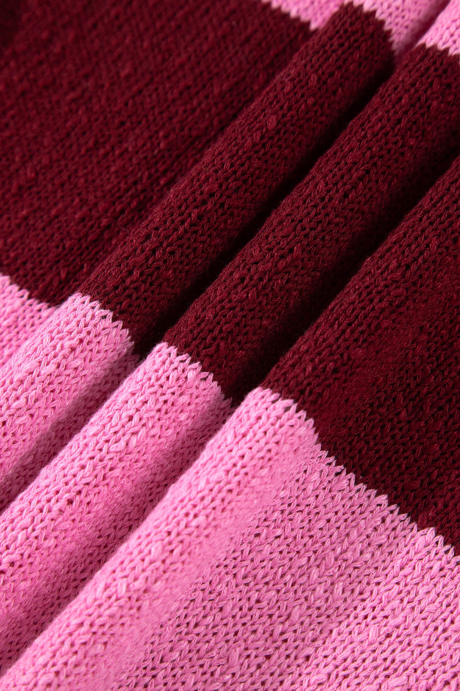 Striped Drop Shoulder Long Sleeve Pullover Regular Fit Knit Sweater – Pink Stripe