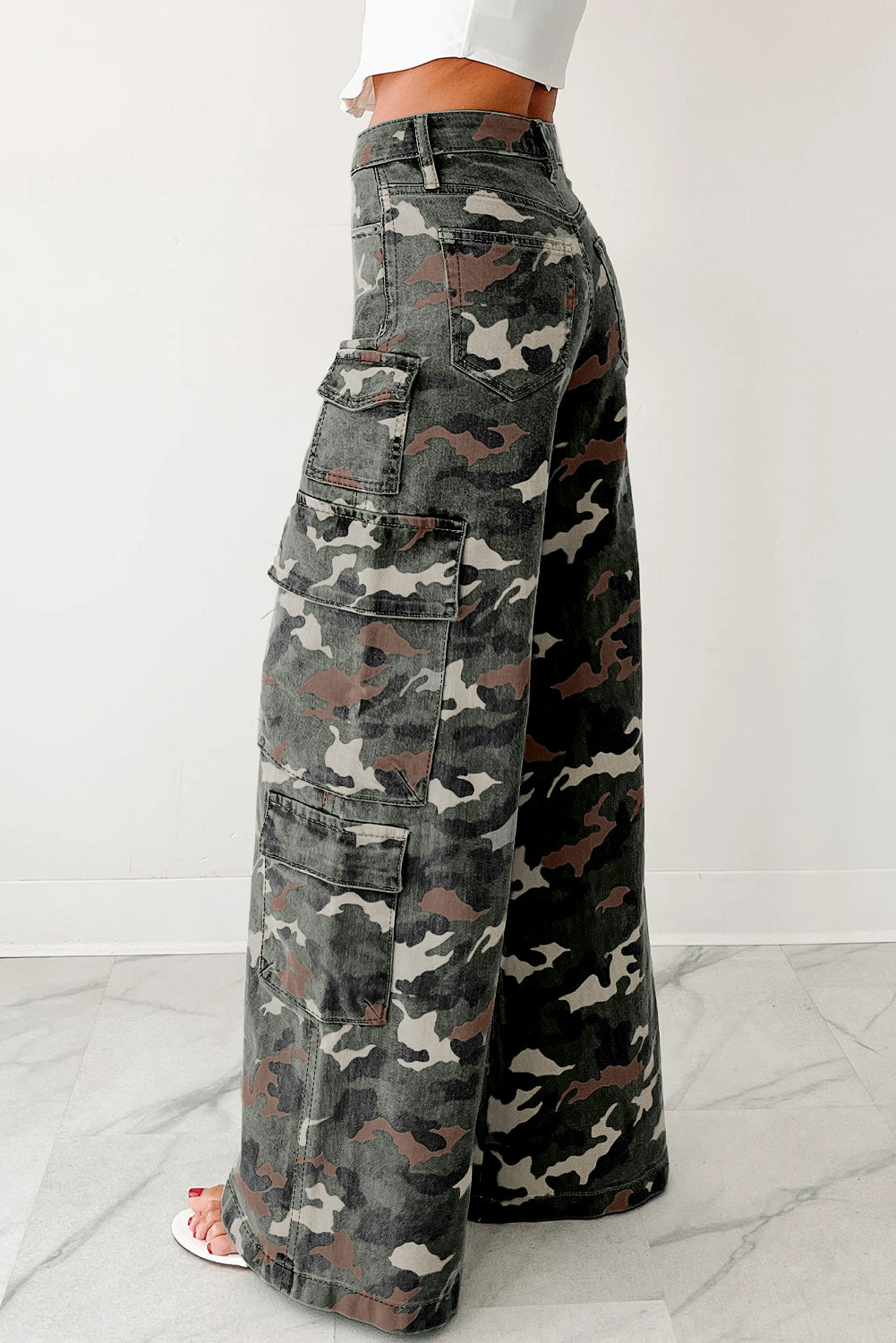 Camo Cargo Wide Leg Jeans - eAura