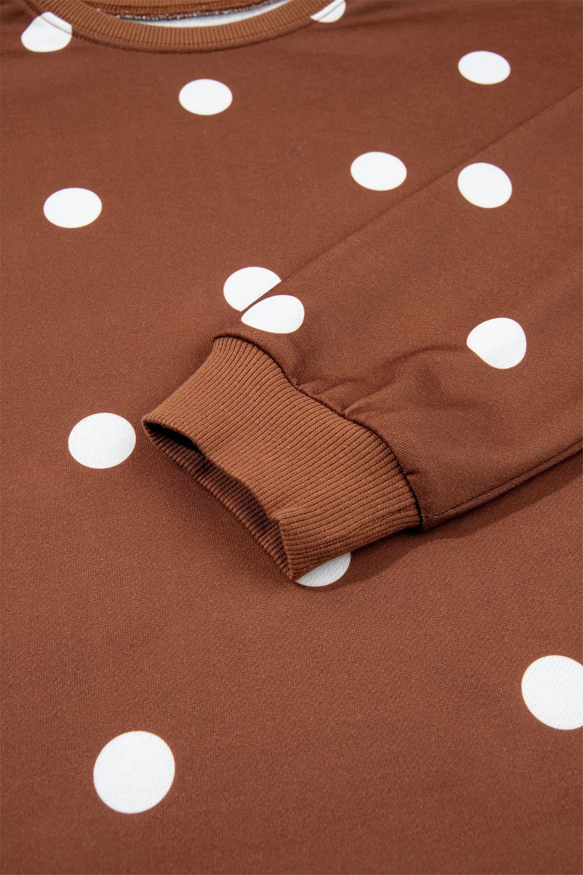 Brown Polka Dot Raw Hem Relaxed Pullover Loose Skort Two Piece Set