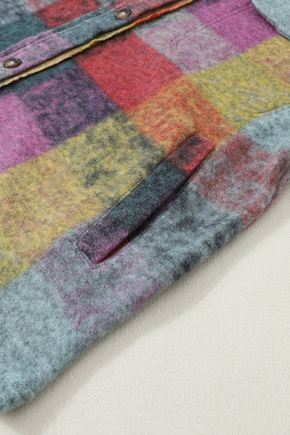MultiColour Brushed Plaid Pocketed Oversize Shacket eAura