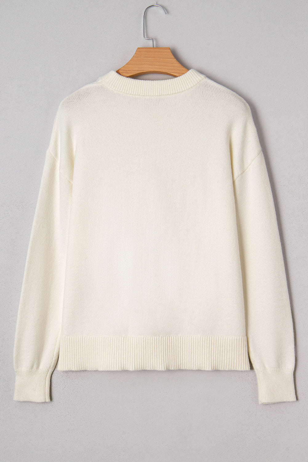 White Sequined Bow Graphic Christmas Holiday Sweater - eAura