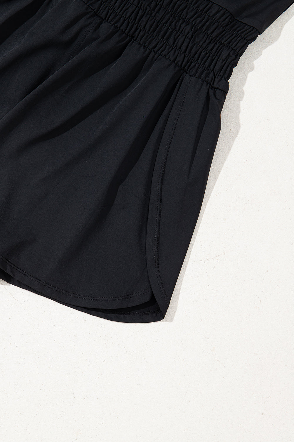Plain Sleeveless Loop Drawstring Cinched Waist Romper eAura