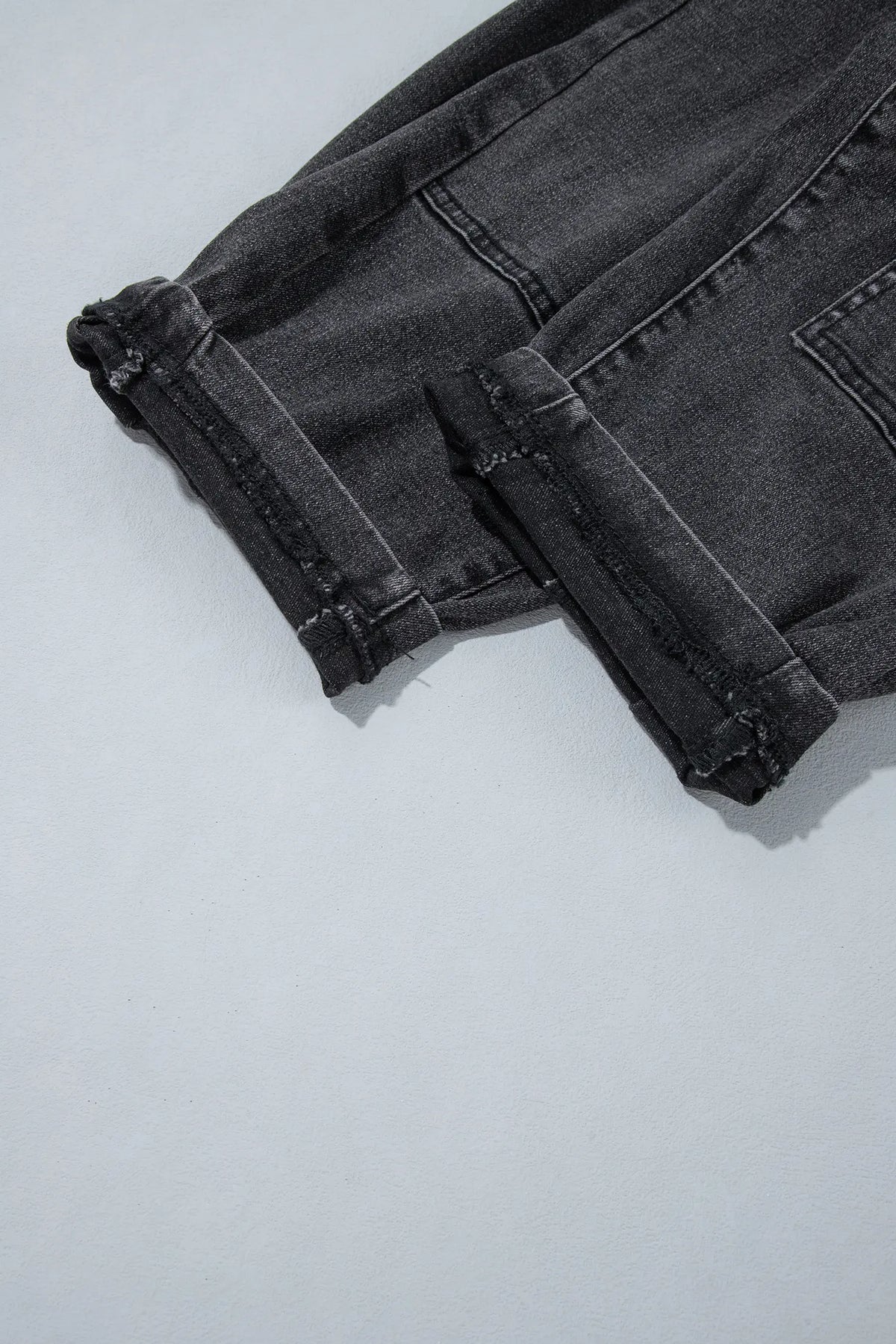 Decorative Seam Patchwork Detail Solid Colour Jeans