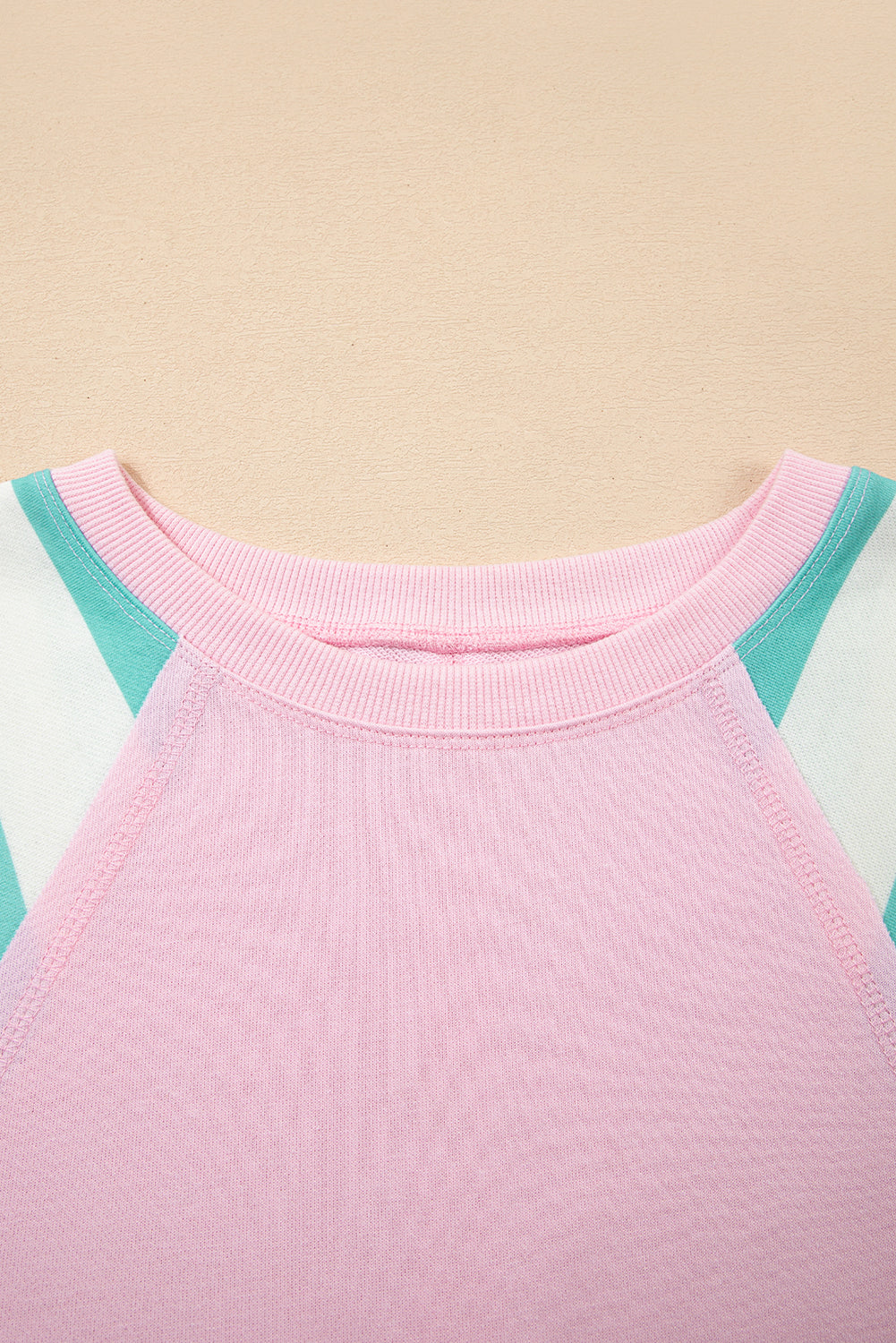 Striped Patchwork Raglan Pullover Top with Slits - eAura
