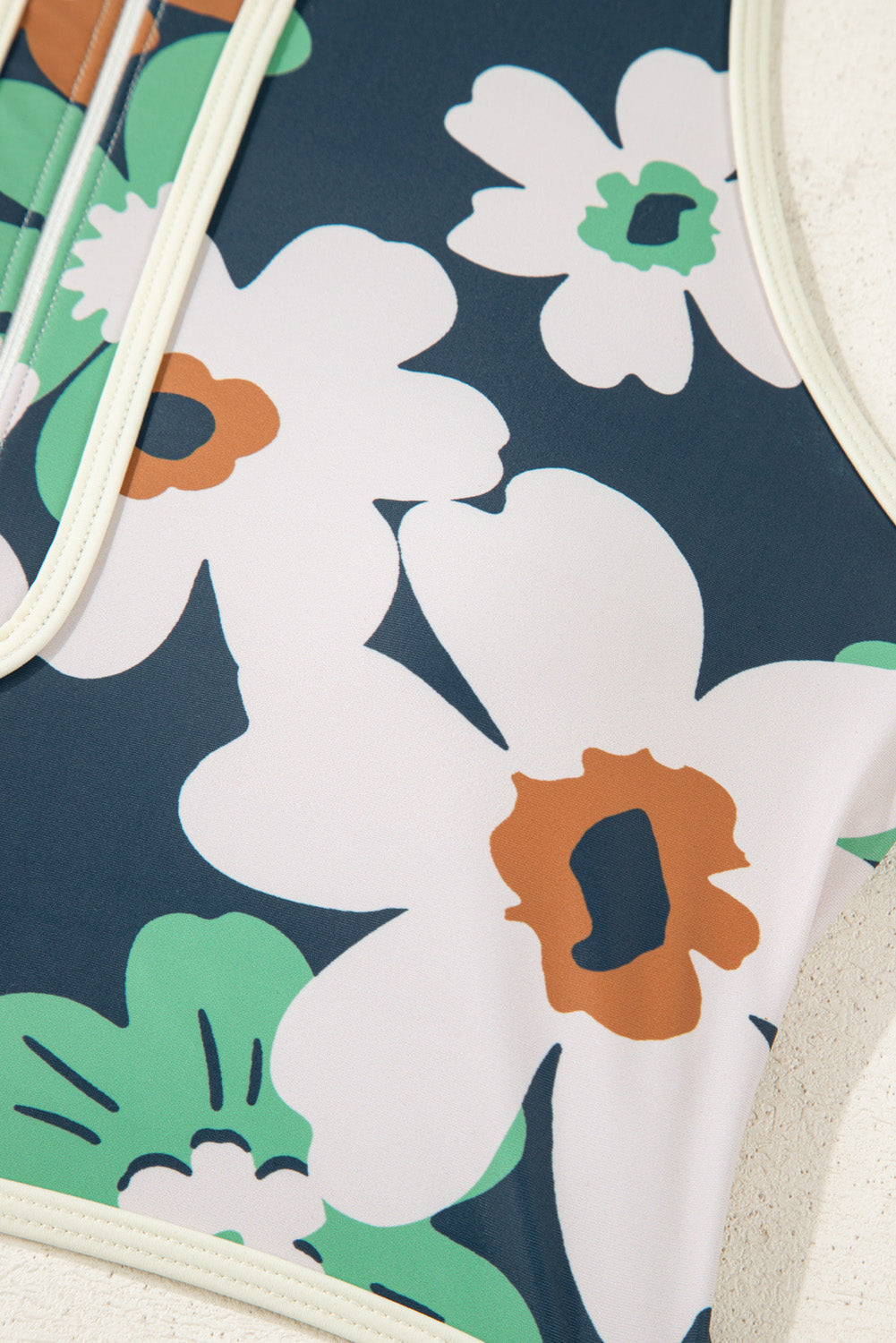 Blue Flower Zip up Racerback High Waisted Bikini BB Fashion Outlet