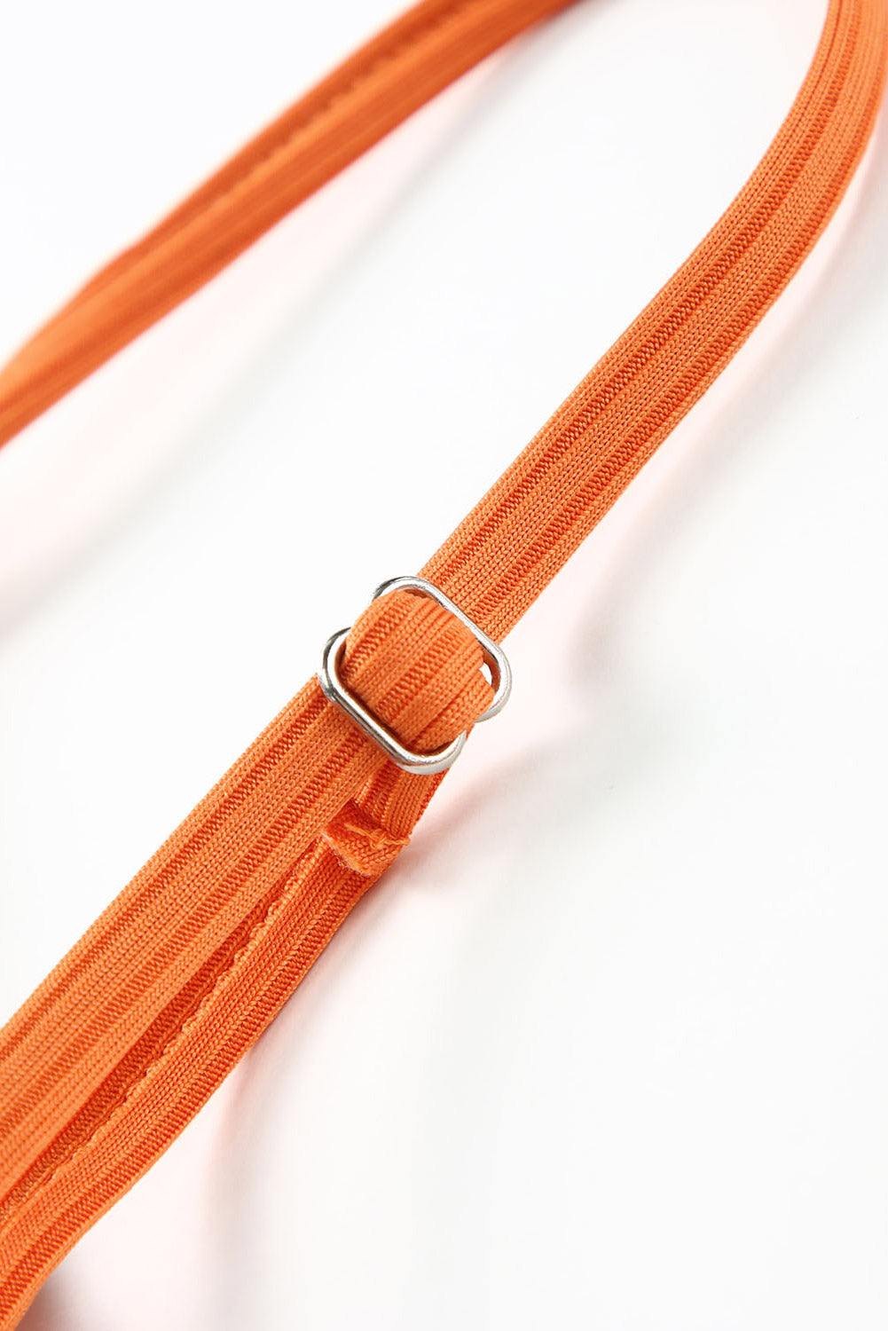 Orange Adjustable Straps Ribbed Knit One Piece Swimsuit eAura