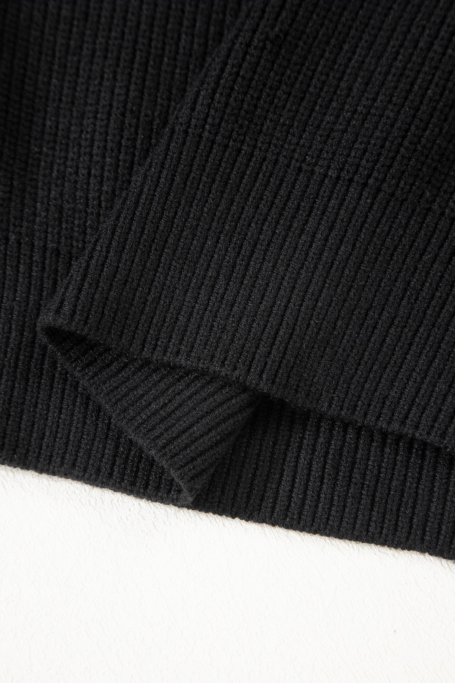 Rib Knit Ribbon Knot Backless Drop Shoulder Sweater