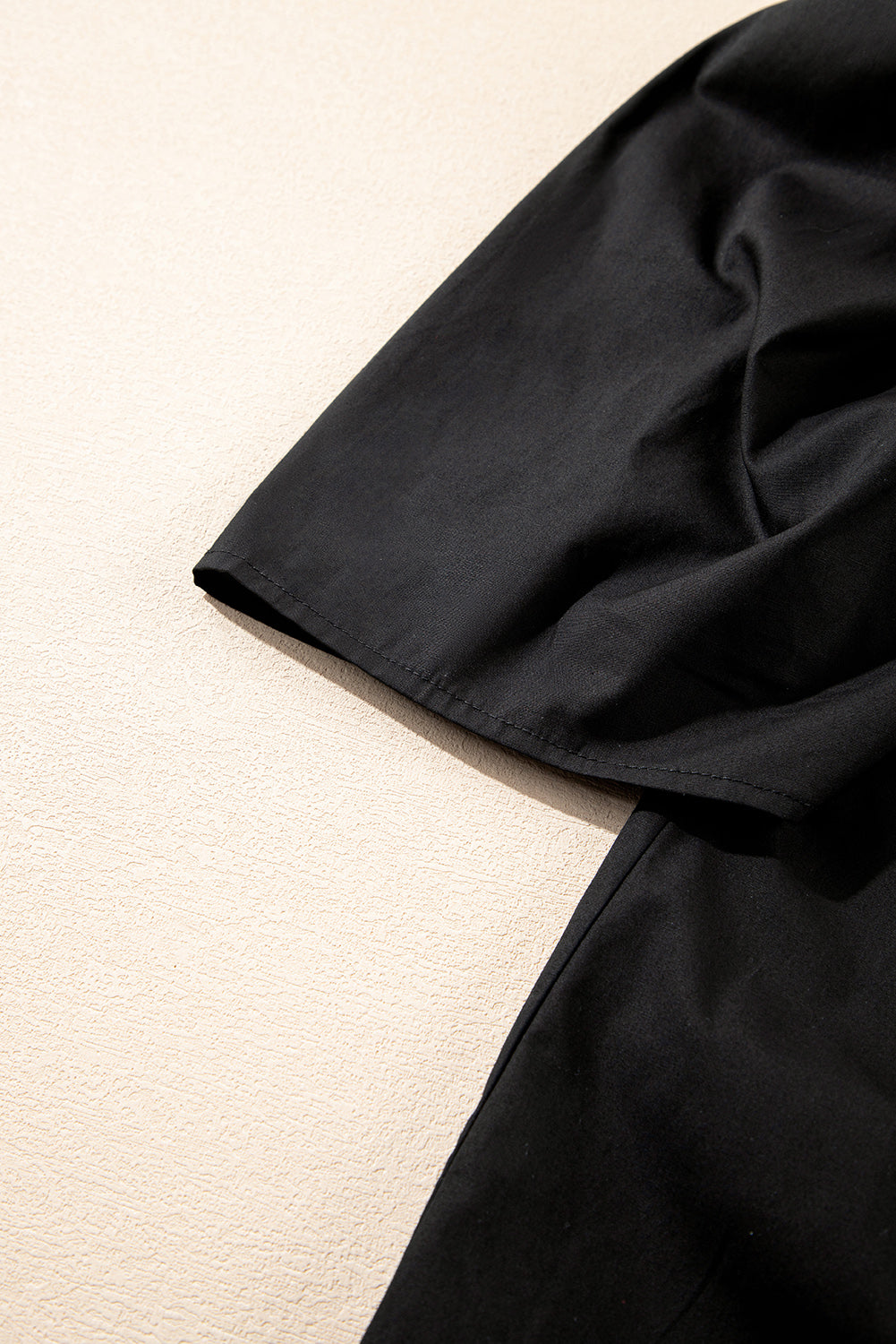 Black Ruffled Puff Sleeve Stylish Collared Shirt eAura