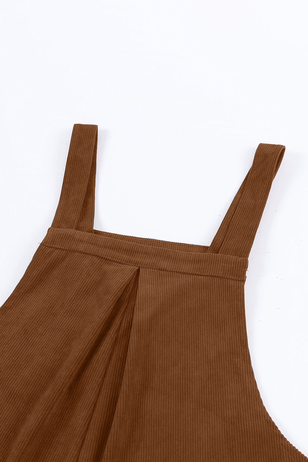 Solid Color Ribbed Wide Leg Bib Overalls – Brown