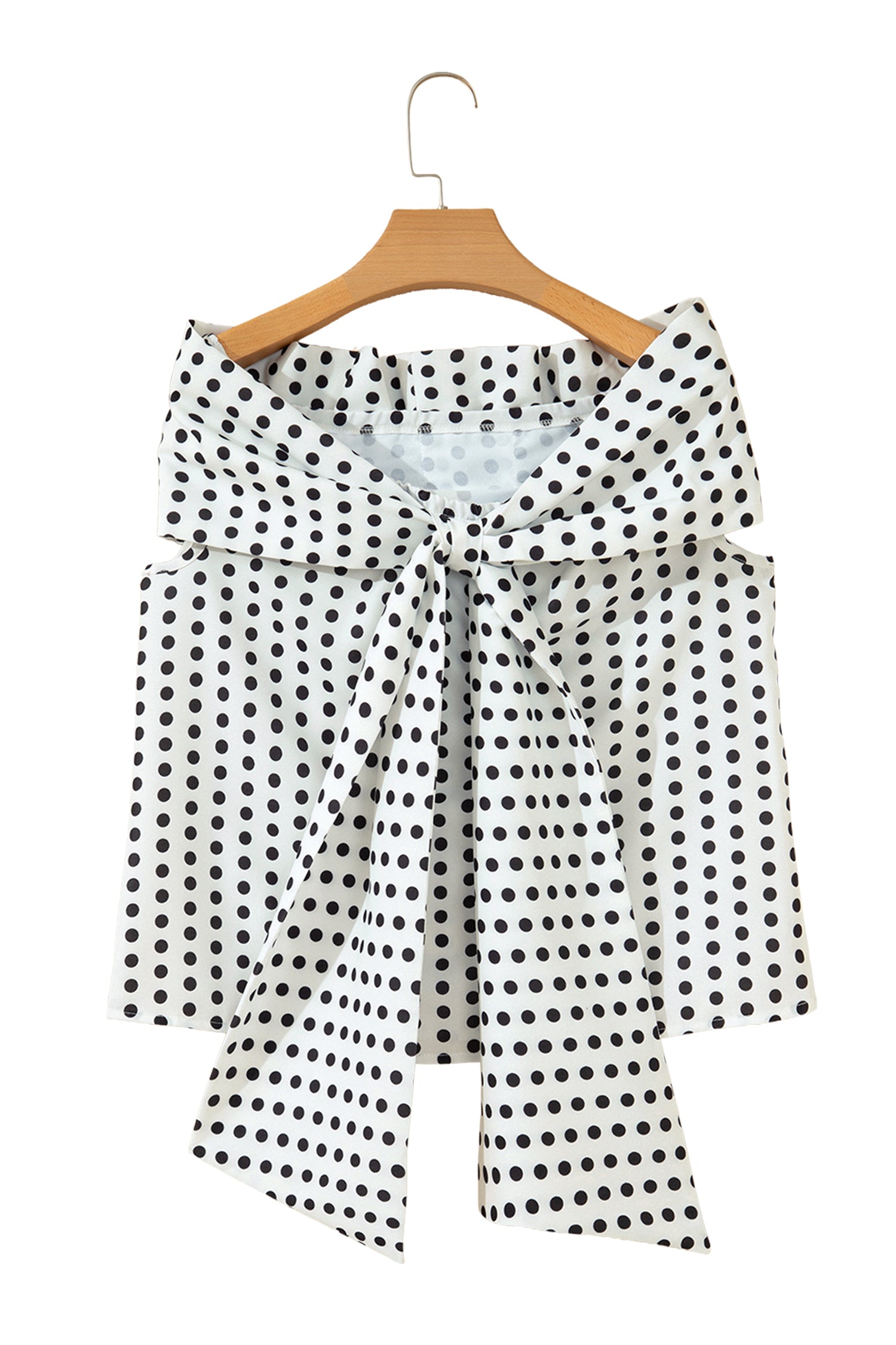 White Polka Dot Off Shoulder Bow Knot Blouse