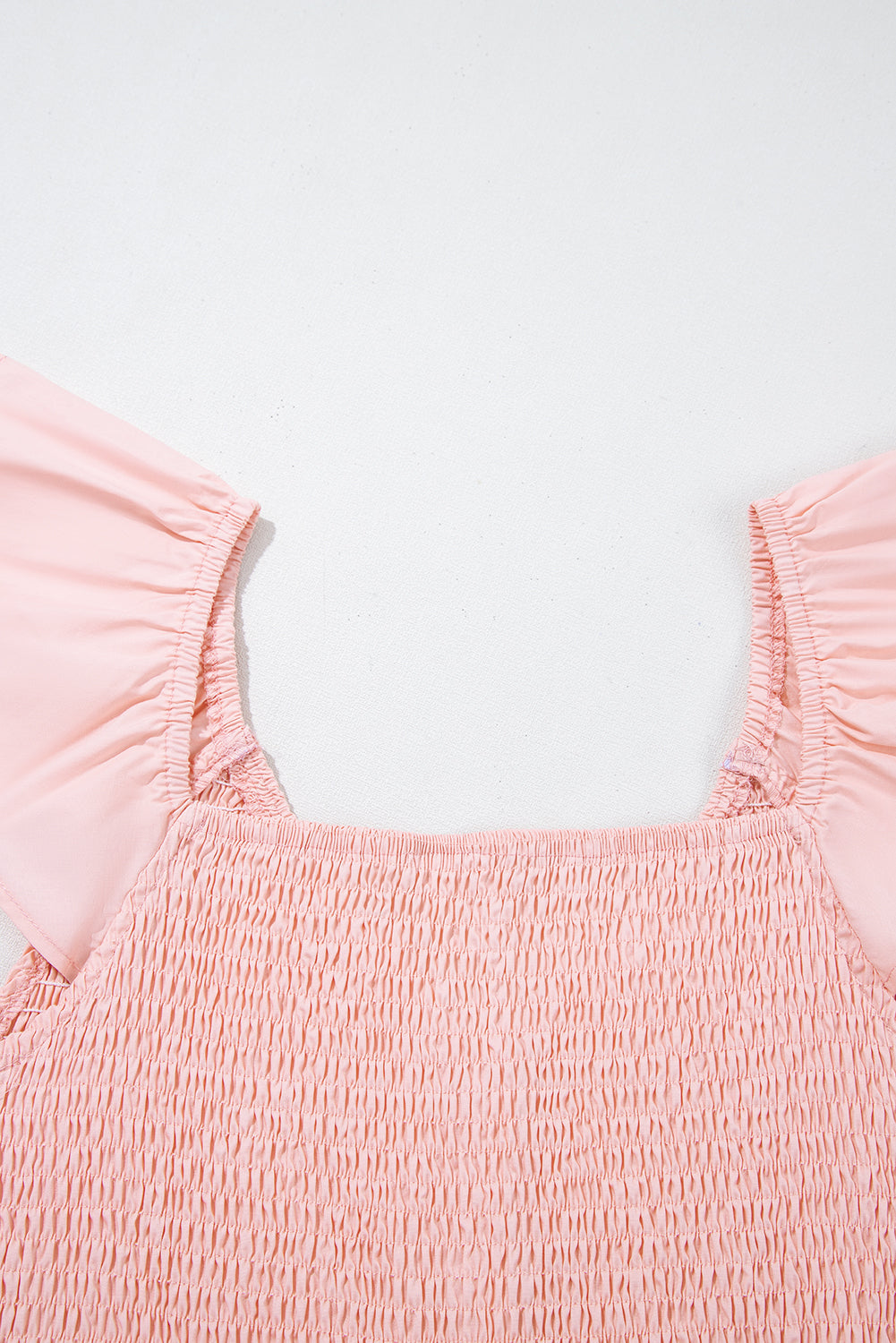 V Neck Flutter Sleeve Smocked Bodice High Waist Ruffle Maxi Dress eAura