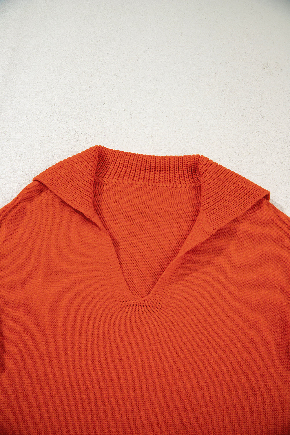 Collared V-Neck Ribbed Edge Sweater Dear-Lover Dropshipping