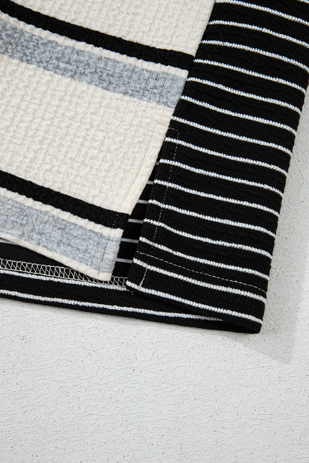 Black Stripe Colorblock Knit Henley Collar Shift Long Sleeve Mini Dress Dear-Lover Dropshipping