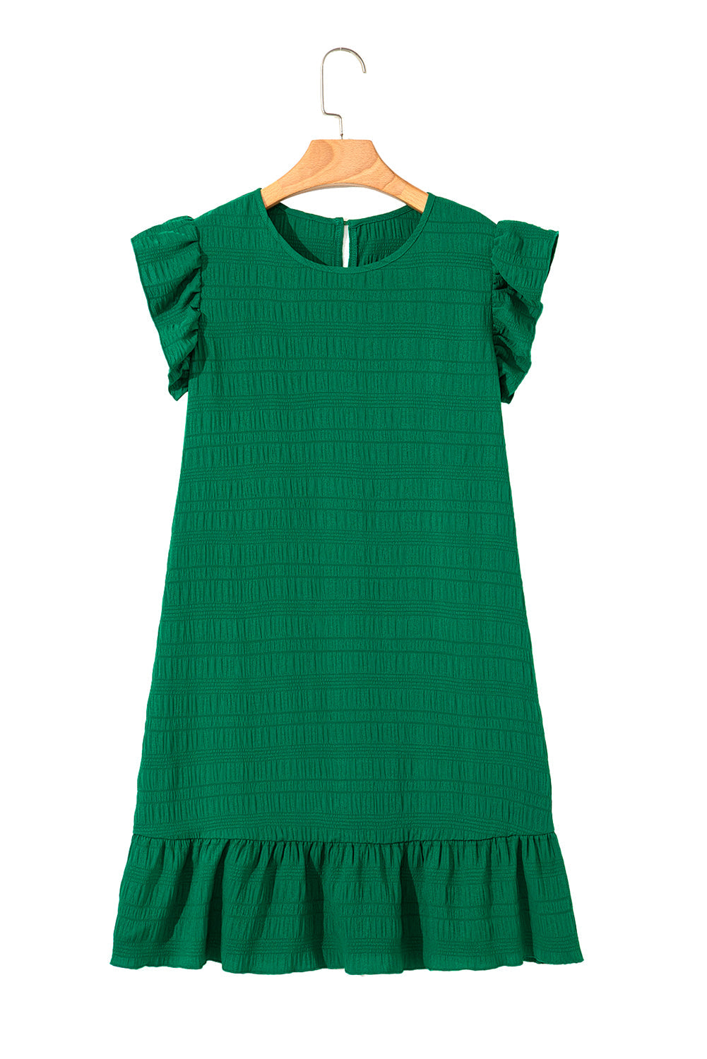 Textured Flutter Sleeve Ruffled Mini Dress eAura