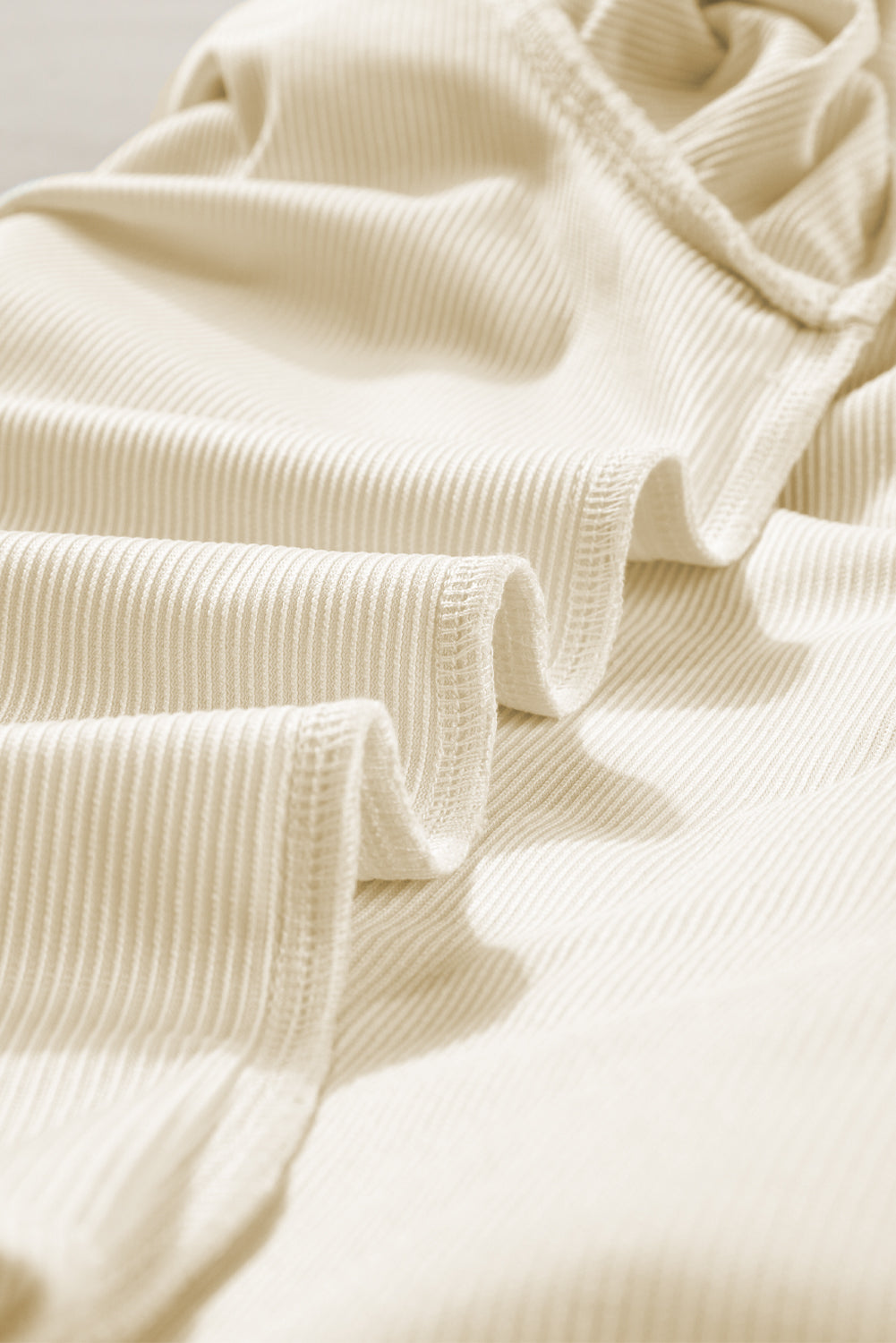 Beige Ruffled Flounce Sleeve Corduroy Blouse eAura