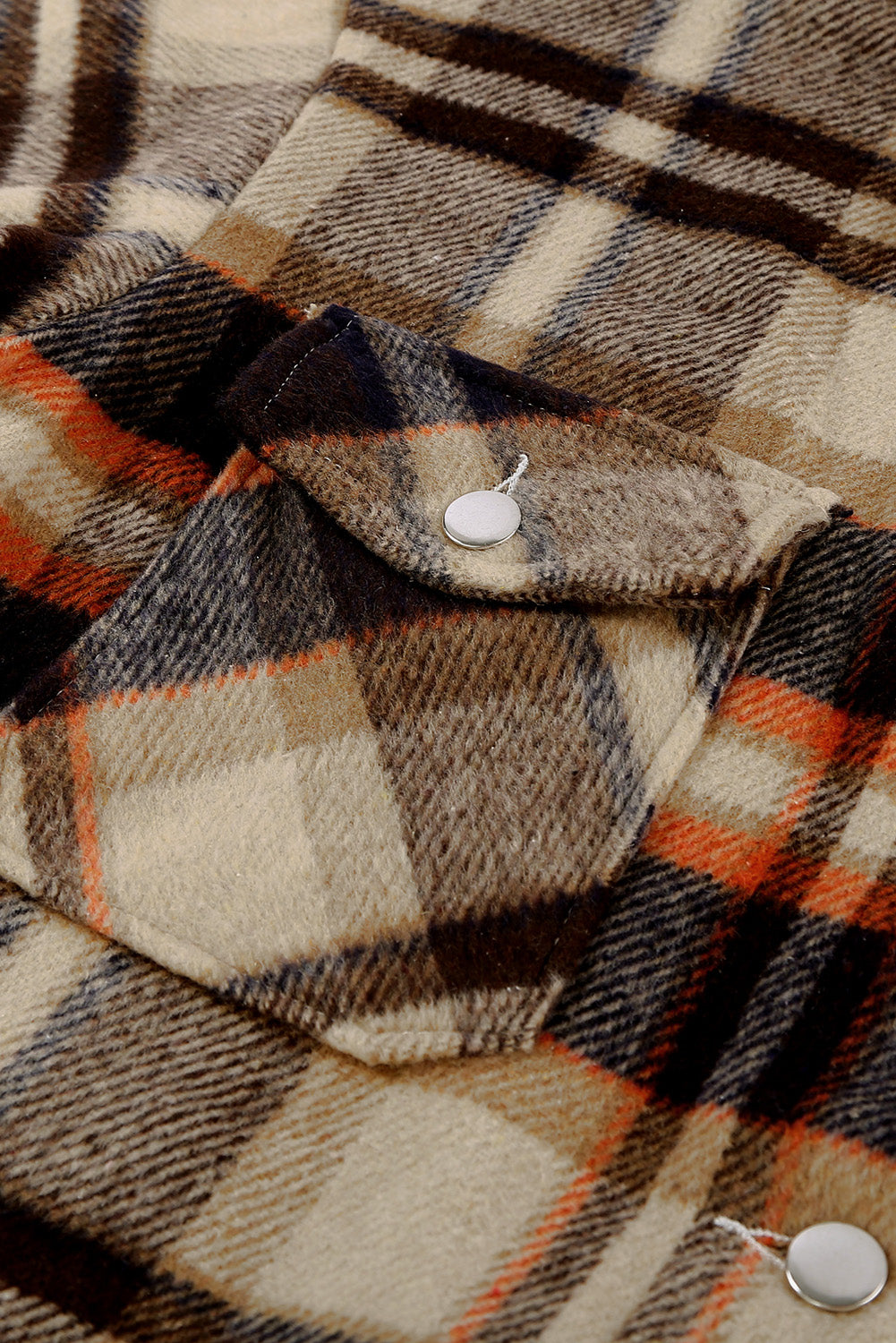 Geometric Plaid Print Pocketed Shacket eAura